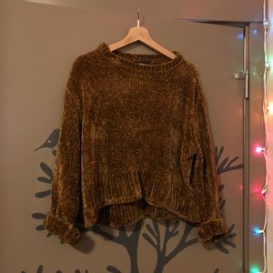Zara Crochet Velvet Sweater